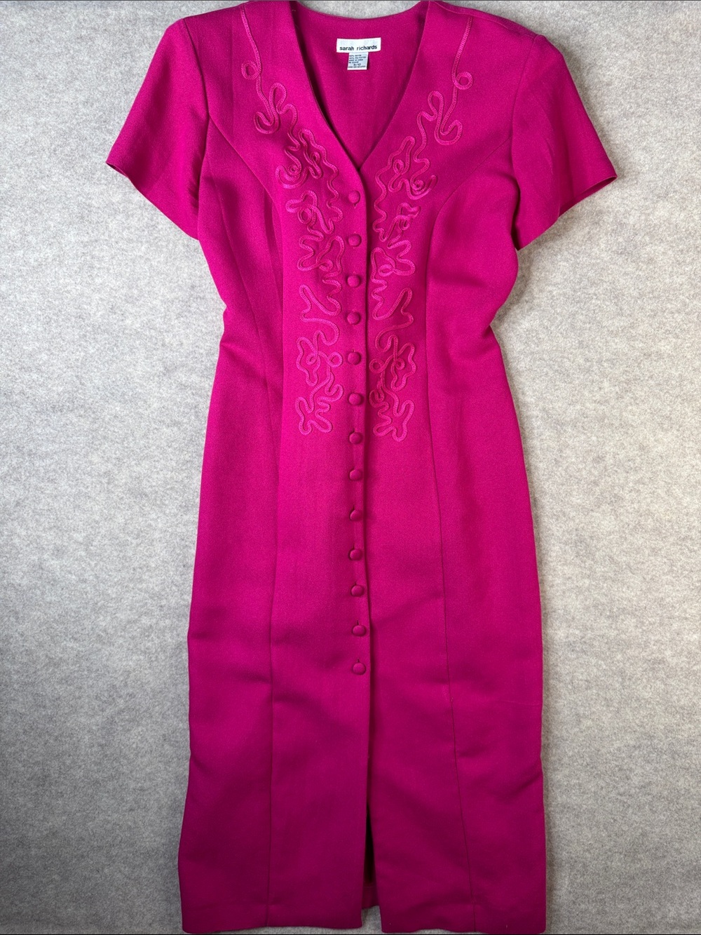 Sarah Richards Elegant Magenta Dress with Embroidered Details